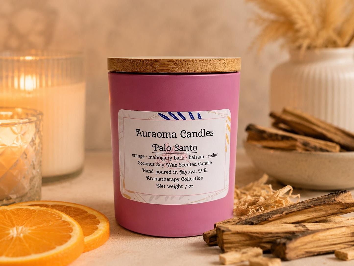 Palo Santo - Vela Aromática Artesanal - 7 oz