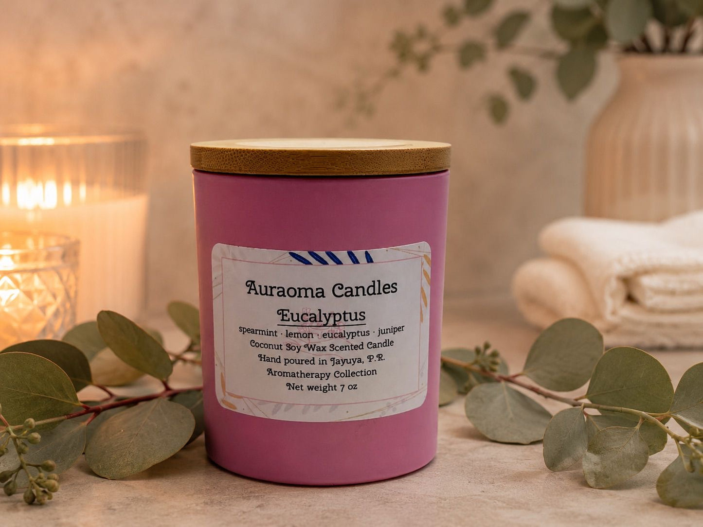Eucalyptus - Vela Aromática Artesanal - 7 onzas